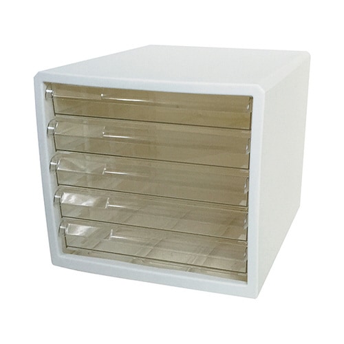 カラーレターケース ホワイト 浅型5段