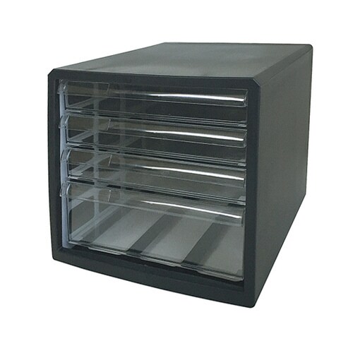 カラーレターケース ブラック 浅型3段・深型1段