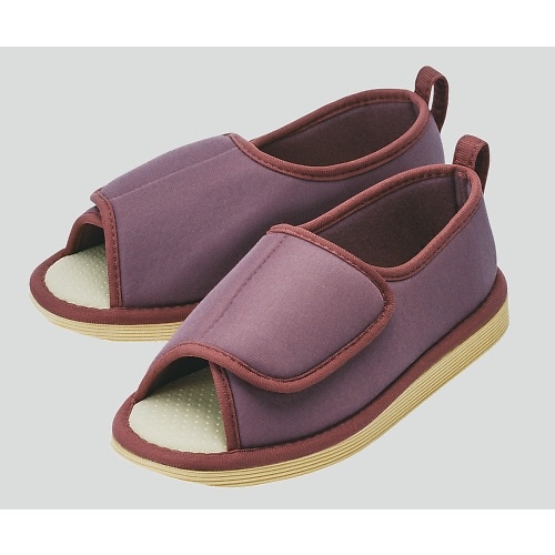 転倒予防シューズつま先なし あずきL