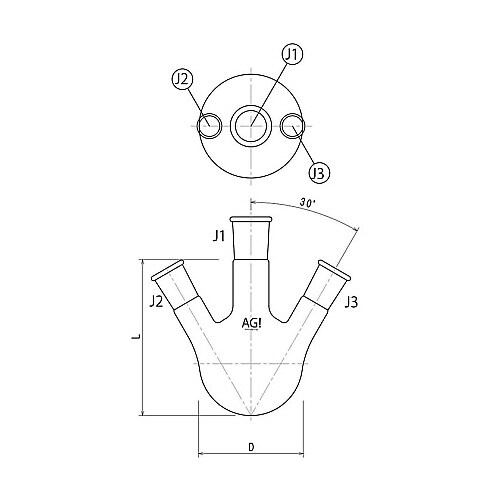 3110−500−5L1L三ツ口フラスコ