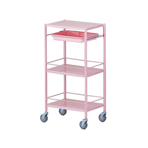 カラフル回診車(ミニ)3段 ピンク 470×320