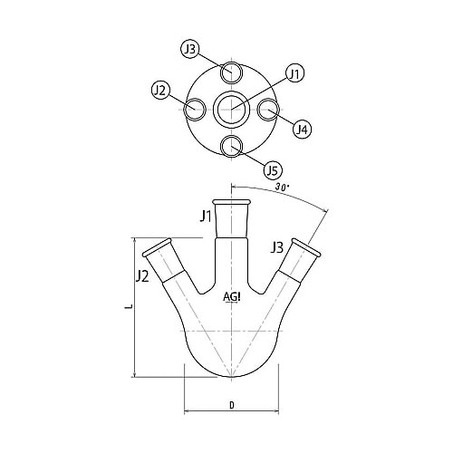 3114−500−5L1L五ツ口フラスコ