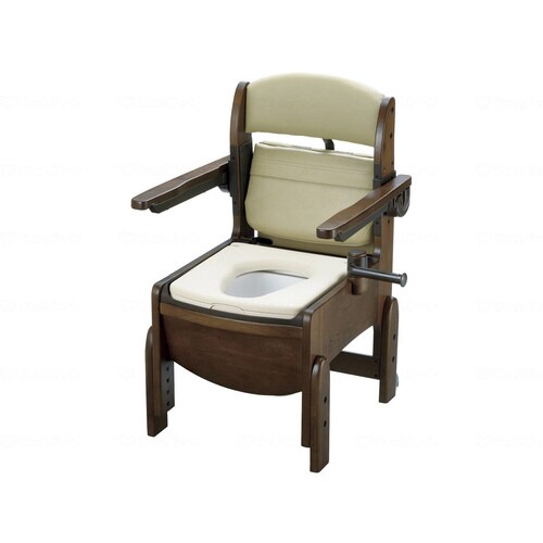 木製トイレ きらく 肘掛跳ね上げ やわらか便座