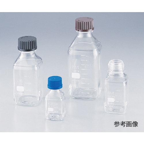 ねじ口瓶角型白 黒キャップ付 100mL