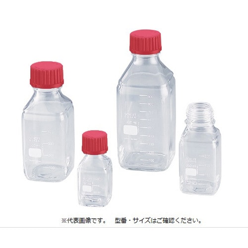 ねじ口瓶角型白 赤キャップ付 100mL