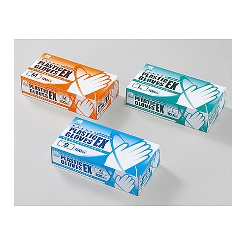 ハクゾウ プラスチック手袋EX パウダー無 L