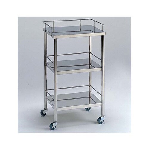 ステンレスワゴン 機械卓子L (3方枠付) 3段