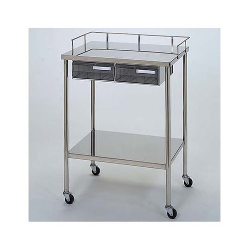 ステンレスワゴン 機械卓子 クリア引出付(2個)