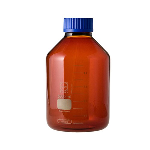 ねじ口びん 広口 茶褐色 青キャップ付 5L