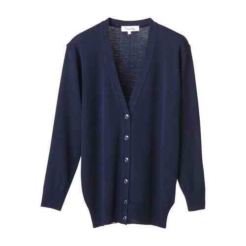 抗ピル長袖カーディガンロング丈 LL ネイビー