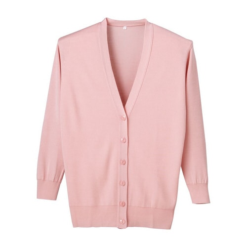 抗ピル長袖カーディガンロング丈 LL ピンク