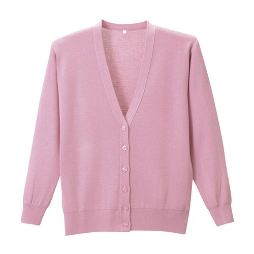 長袖カーディガンD−1001 LL ローズピンク