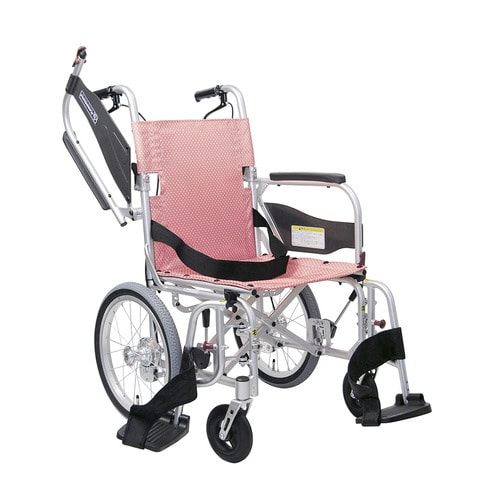 超軽量車いす 介助用・背折れ さんごピンク