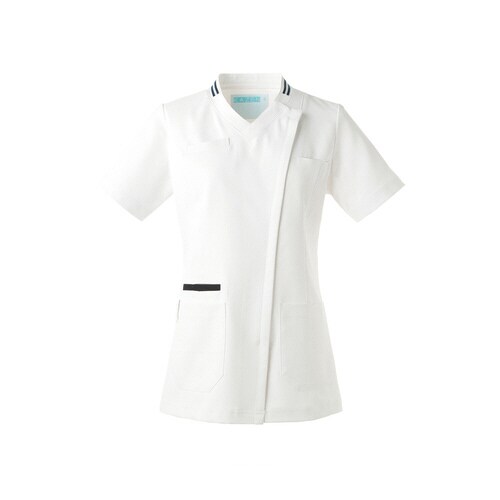 レディススクラブ S ホワイト×ネイビー