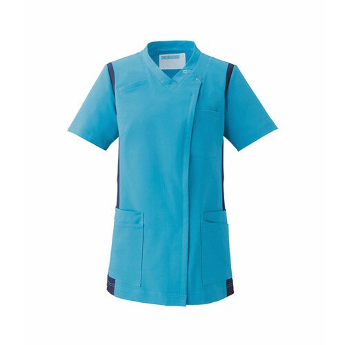 レディススクラブ S ターコイズ×ネイビー