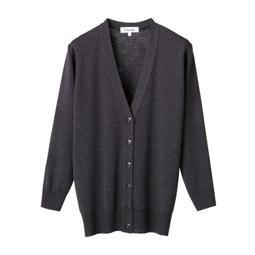 抗ピル長袖カーディガンロング丈 S グレー