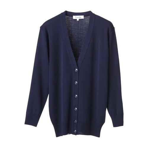 抗ピル長袖カーディガンロング丈 S ネイビー