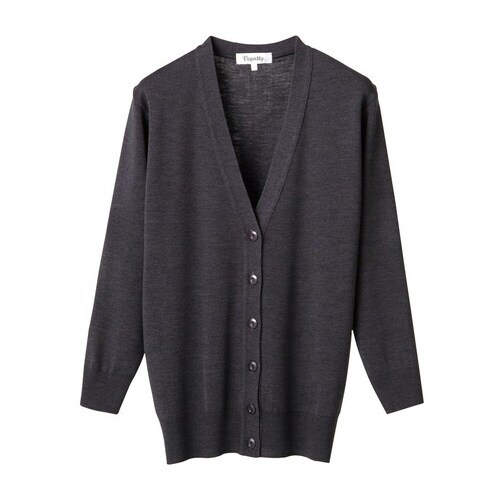 抗ピル長袖カーディガンロング丈 L グレー