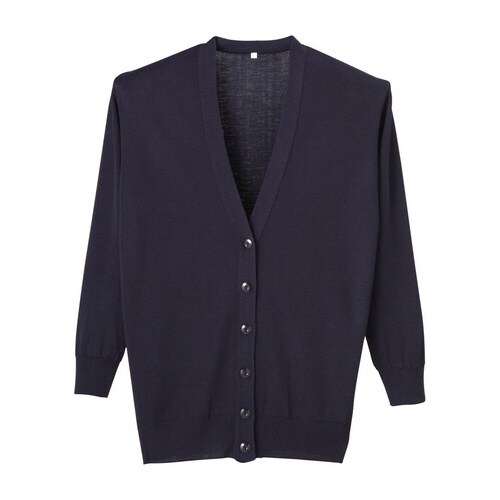 抗ピル長袖カーディガンロング丈 L 濃紺