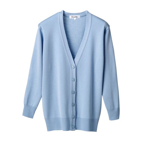 抗ピル長袖カーディガンロング丈 L サックス