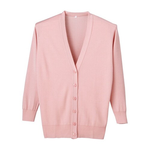抗ピル長袖カーディガンロング丈 L ピンク