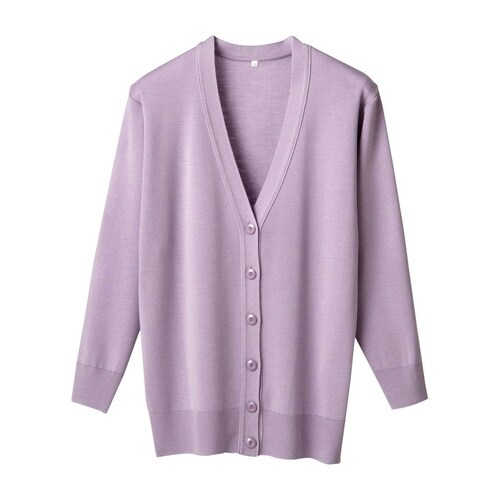 抗ピル長袖カーディガンロング丈 LL パープル