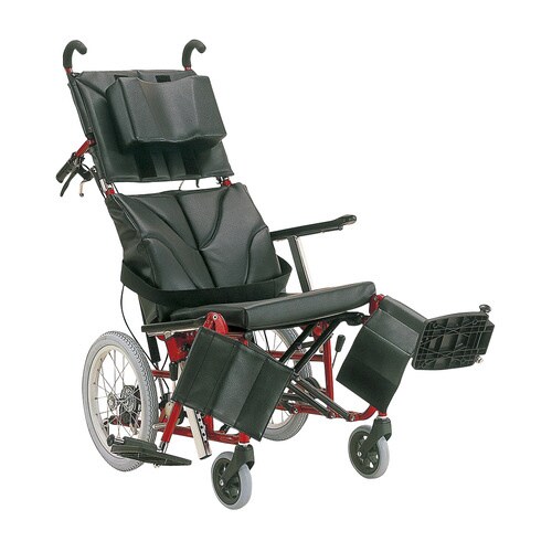 ティルト車いす 座幅420 黒レザー/レッド