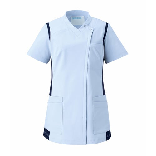 レディススクラブ S サックス×ネイビー