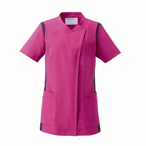 レディススクラブ S ビビッドピンク×ネイビー