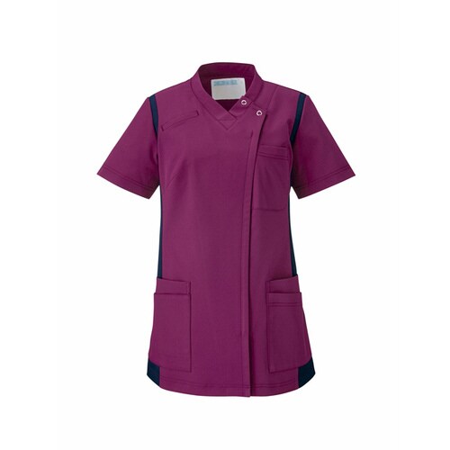 レディススクラブ S ワイン×ネイビー