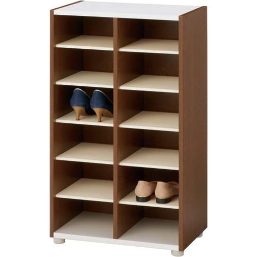 PLシューズラック ロータイプ 12足用 ブラウン