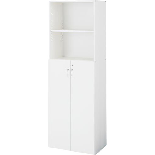 シンプル木製収納D350 5段下3段両開き WH