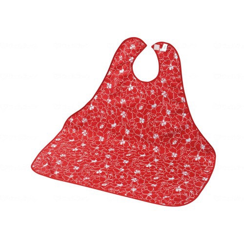肩まわりすっきり食事エプロン ハイビスカス柄赤×5