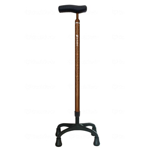 ソフトグリップカーボン4点杖+ ブラウン