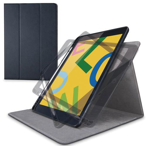 iPad10.2 2019 360度回転ケースBK