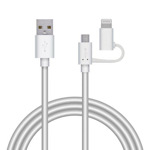 2in1/microB+ライトニング/1.2m/白