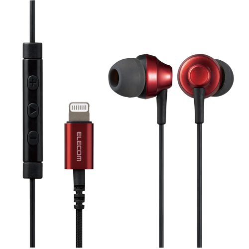 マイク付ライトニングイヤホン/LFS12Cレッド