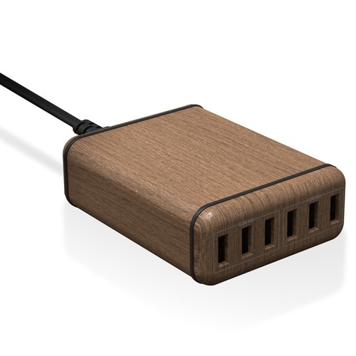 AC充電器/USB6ポート/60W/ウォールナット