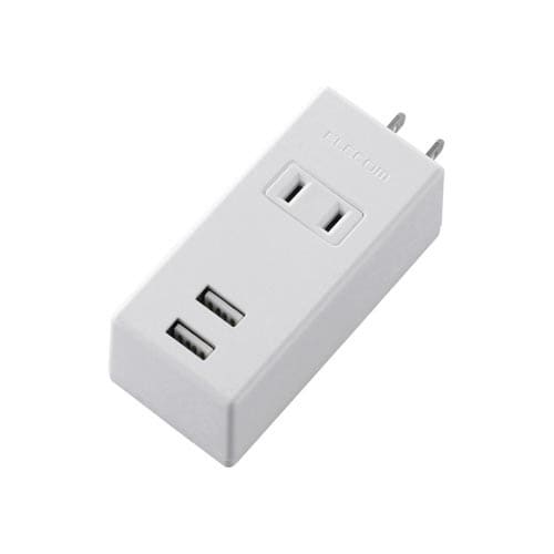 タップ USBメス×2 縦挿し 2.1A ホワイト