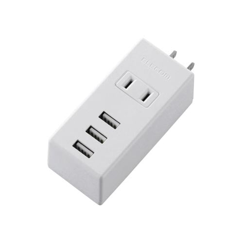 タップ USBメス×3 縦挿し 2.1A ホワイト