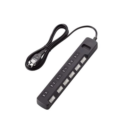 雷ガードタップ 個別 6個口 2.5m ブラック