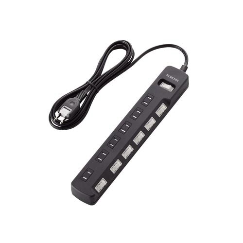 雷ガードタップ 一括個別 6個口2.5m ブラック