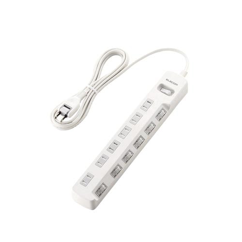 雷ガードタップ 一括個別 6個口2.5m ホワイト