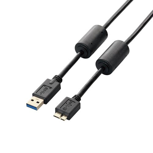 USB3.0microB フェライトコア 2m 黒