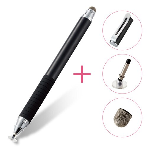 タッチペン/2WAY/導電繊維/ディスク/ブラック