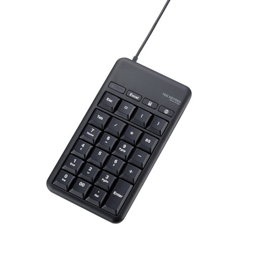 有線テンキー メンブレン ホットキー付 ブラック