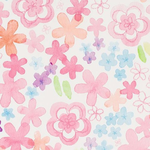 ウォーターカラーフラワー包装紙−1 50枚×2