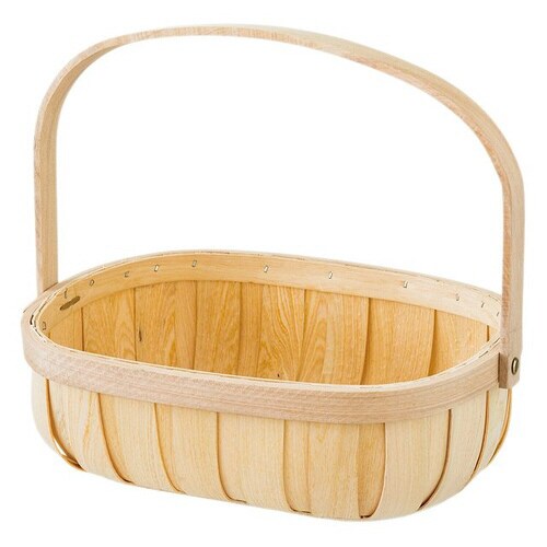 ウッドオーバルバスケット/ハンドル付−L 4個