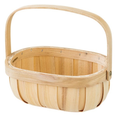 ウッドオーバルバスケット/ハンドル付−S 6個