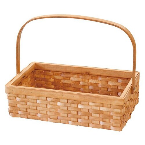 ウッドスクエアバスケット/ハンドル付−L 4個
